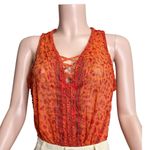 Poupette St. Barth  Singlet Bibi Top, Orange Cotton Tropical, Small Photo 4