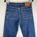 Levi's Levi’s Premium Wedgie Straight Jeans Blue Raw Hem Button Fly Sz 27 Dark Wash Photo 9