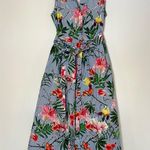 Mango Casual tropical print and stripe midi dress size 2 Photo 1