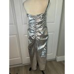 Anthropologie NWT The Soleil Strapless Ruched Silver Midi Dress Party Cocktail Photo 5