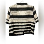 Solitaire  Black and White Striped Crochet Cardigan Photo 1