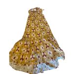 Aerie  Mustard Yellow Geometric Print Halter Maxi Dress Tiered High Low Size XS Photo 6