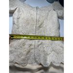Vintage silk Fabian Molina Cream Lace Peplum Dress size 8 Off Shoulder Formal Tan Photo 14