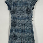 Tyler Boe Fit & Flare Dress Womens 4 Blue Crocodile Alligator Print Cap Sleeve Photo 0