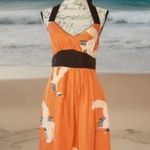 Moulinette Soeurs Anthropologie Crane Silk Halter Dress Tangerine Orange size 4 Photo 0