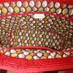Vera Bradley Large Tall Quilted Red Tote Bag Interior Pockets Colorful Lining Photo 6