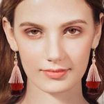 NEW! BOHO Earth Color 3 Layer Tassel Earrings Fringe Gold Dangle Fish Hooks Photo 2