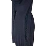 Bebe Mesh Sleeve Cowl Neck Drape Black Midi Sweater Dress Large Photo 12