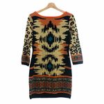 Flying Tomato MEDIUM Orange Knit Mini Sheath Sweater Dress Tribal 3/4 Sleeve Photo 4