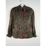 Carlisle Vintage  100% Silk Paisley Print Long Sleeve Button Blouse Womens Size 6 Photo 9