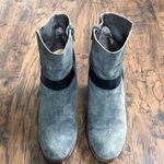 Coclico • suede ankle boots grey leather harness strap stacked high heel bootie Size 7.5 Photo 2