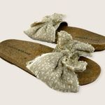 Lucky Brand Floella Neutral Tan Frayed Fabric Bow Flat Slide Sandal 7.5 Photo 0