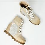 Sorel  Joan of Arctic Wedge III Lexie Lace Up Boot Natural Tan Gray Pink US 7.5 Photo 1