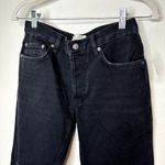 Free People  Maggie We The Free Washed Black Distressed Mid Rise Straight Jeans Photo 3