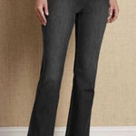 Soft Surroundings black wash high rise pull on wide leg jeans M Photo 0