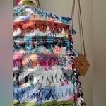 Vintage Paula Sweet Muslin Mink Fringe Floral Jacket, Size Small Blue Photo 5