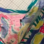 Lilly Pulitzer Shirt Women Medium Pink Blue Floral Linen Sleeveless Resort Boho Photo 2