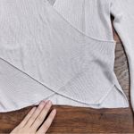 Michelle Mason • Cross Wrap Sweater top metallic silver grey surplice knit drape Photo 4