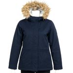 Hollister Jacket Blue Faux Fur Hooded Lined Winter Parka Coat Womens Size Small Photo 0