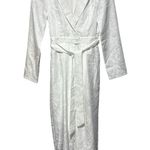 Lulus Upscale Romantic White Floral Jacquard Collared Jumpsuit 33221 Size M Photo 0