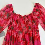 Maisie Red and Pink Floral Print Mesh Midi Dress Women’s Size Medium NWT Photo 9