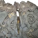 Black Lace Sheer Blouse XL Women’s Long Sleeve Embroidered Top Photo 7