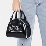 Von Dutch  x Dolls Kill Black Reflective Patent Small Bowling Bag Crossbody Bag Photo 7