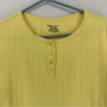 Basic Editions Short Sleeve Flower Embroidered Button Shirt Womens Medium Yellow Photo 1