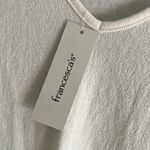 Francesca's women's medium ivory short sleeve tier front hi low top v Photo 3