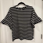 J.Crew Black and White Striped Top Size Large Preppy Minimalist Casual Photo 0