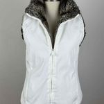 Kristen Blake White Faux Fur Zip Front Reversible Puffer Vest Size Small Brown Photo 0