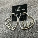 Dolls Kill Libra Horoscope Heart Dangle Women’s Earrings Silver Round Punk NWT Photo 3