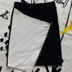 Bebe Asymmetrical Black & White Zipper Mini Skirt Photo 0