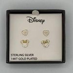 Disney NEW-Sterling Silver 14Kt Gold Plated Cubic Zirconia Minnie Stud Earring Set Photo 0