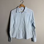 Brooks Brothers  Lace Striped Button Down Shirt Women's 6 Blue Fitted Career Chic Photo 2