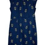 Lands End Dress Womens 12 Blue 100% Cotton Embroidered Floral Cottagecore Boho Photo 0