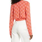 Nordstroms Bias Plaid Surplice V-Neck Crop Top Pink & Red Women's M NWT Photo 1