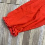 BODEN Red Orange Floral Embroidered Tunic Denim Hemline 100% Cotton Size 8 Blue Photo 2