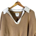 Abercrombie & Fitch Contrast Collar Polo Sweater Womens L Tan White Preppy Chic Photo 2