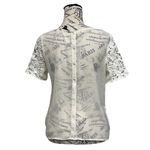 American Eagle  Sheer Crochet Lace Blouse Women’s M Boho Coastal Beach Ethereal Photo 4