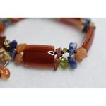 Source Unknown Boho Chic Amber Blue Beaded Silver Tone Stretch Set Of 2 Like New Bracelets Photo 1