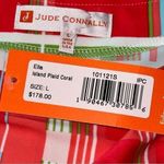 NEW Jude Connally Womens L Orange Coral Blue Green Ella Island Plaid Shift Dress Size L Photo 5