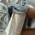 Liberation Lace Center Accent Short Batwing Sleeve Scoop Neck Tee Top Womens S Blue Photo 7