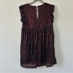 Judith March  Merlot Black Sequin Ruffle Sleeve Holiday Glow Babydoll Romper M Photo 2