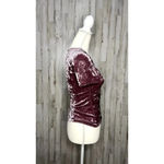 Free People  Women's Size Small Pink‎ Velvet Short Sleeve Baby Tee Top Casual Photo 2