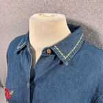 Vintage Bobbie Brooks Women'sCotton Denim Floral Embroidered Tunic Blouse Size M Blue Size M Photo 1
