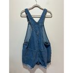 Old Navy denim shortalls size L overalls shorts dark wash cuffed Photo 3