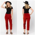 Judy Blue NWT Womens High Waist Ankle Straight Corduroy Jeans Rust Size 16W Photo 4
