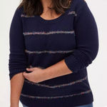 Torrid NWT  Tinsel Stripe Sweater Navy Size 3X Photo 0