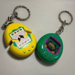 A Lot Of Two Bandai Tamagotchi Key Ring 1997 McDonald's Happy Meal Toys Keychain Yellow Photo 2